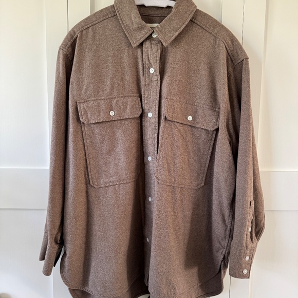 NWOT Everlane Women's Boyfriend Shirt in Flannel in Taupe Melange XL - Picture 3 of 4